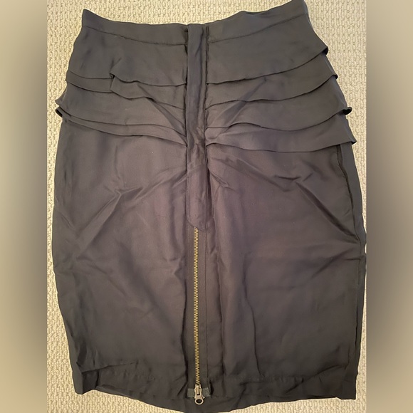 Bolongaro Trevor navy blue silk ruffle pencil skirt All Saints spin off - Picture 4 of 7